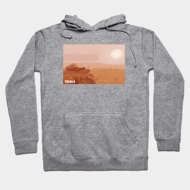 Roadster On Mars Painting 2020 Hoodie by Therouxgear